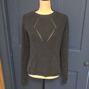 lululemon athletica Faded Black Crew Neck Sweater Pockets Thumb Holes Sz Small